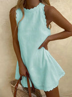 Summer dress with wavy trim lightweight fabric