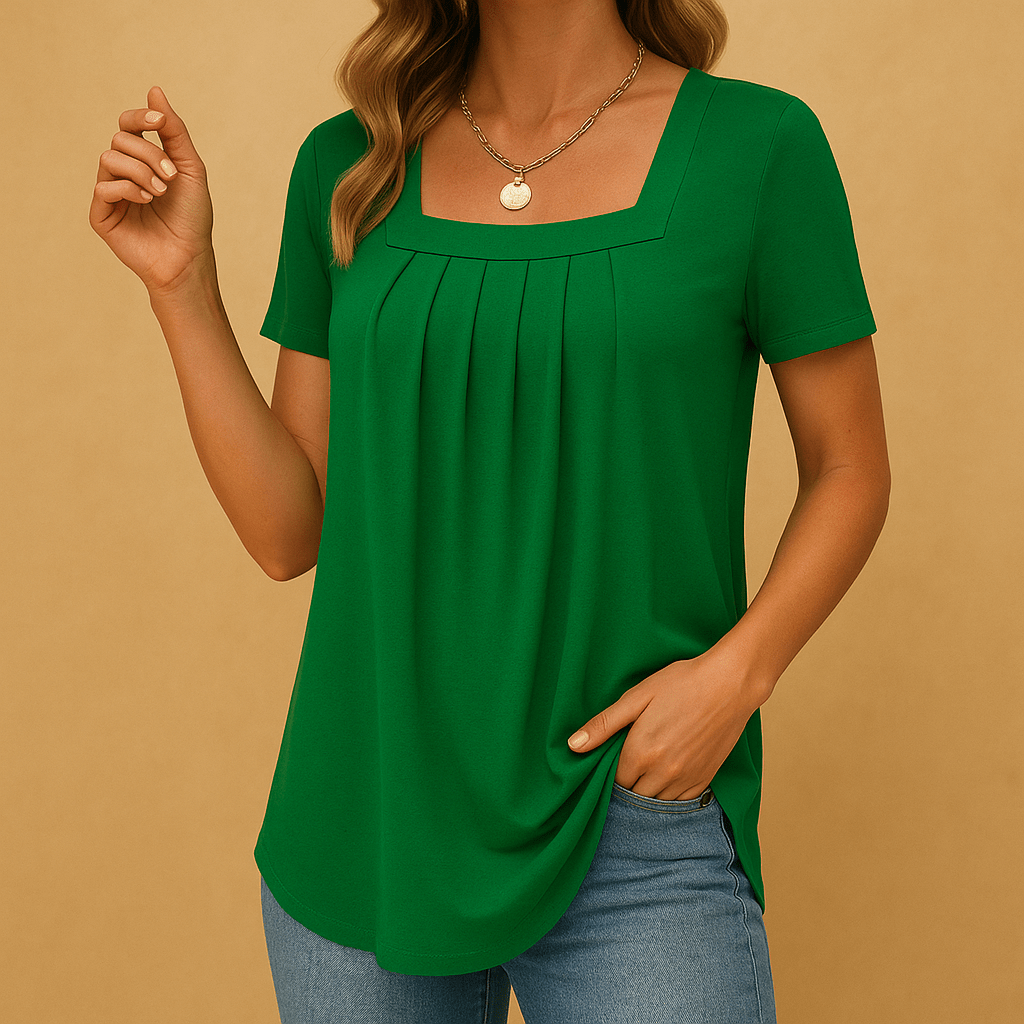 Loose fit blouse with square neckline