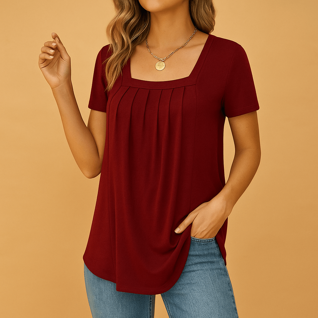Loose fit blouse with square neckline
