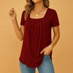 Loose fit blouse with square neckline
