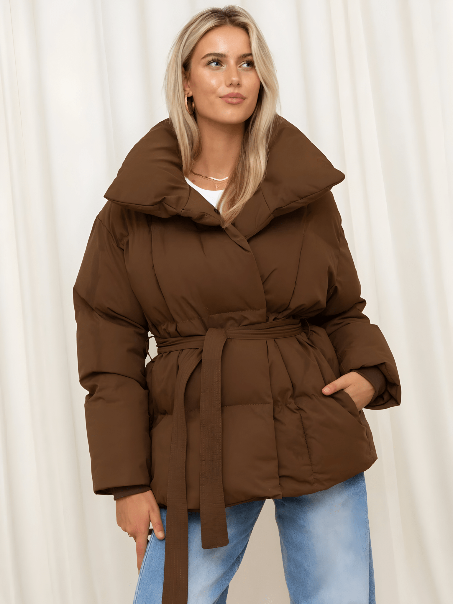 Belted Puffer Coat – Elegant Warmth for Winter Days